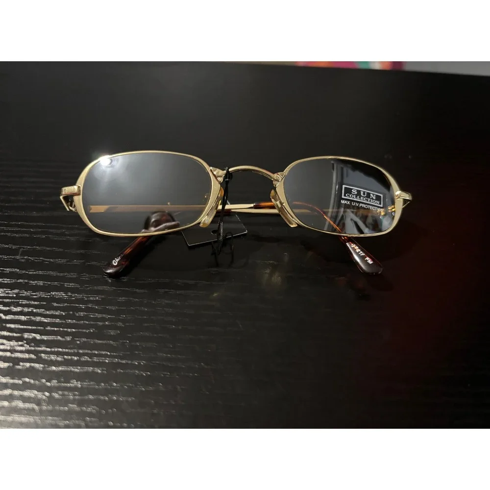 NYS Sun Collection Gold Oval Sunglasses Max UV Protection Vintage Style NEW